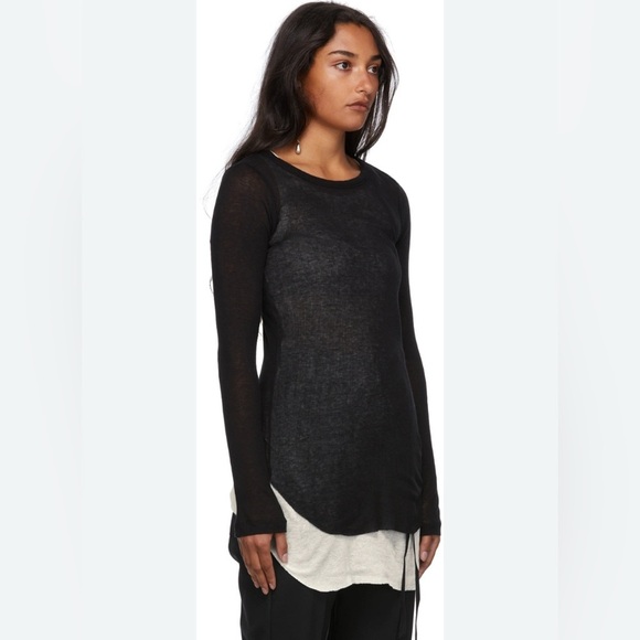Helmut Lang Black Sheer Long Sleeve Blouse size medium - Picture 1 of 13